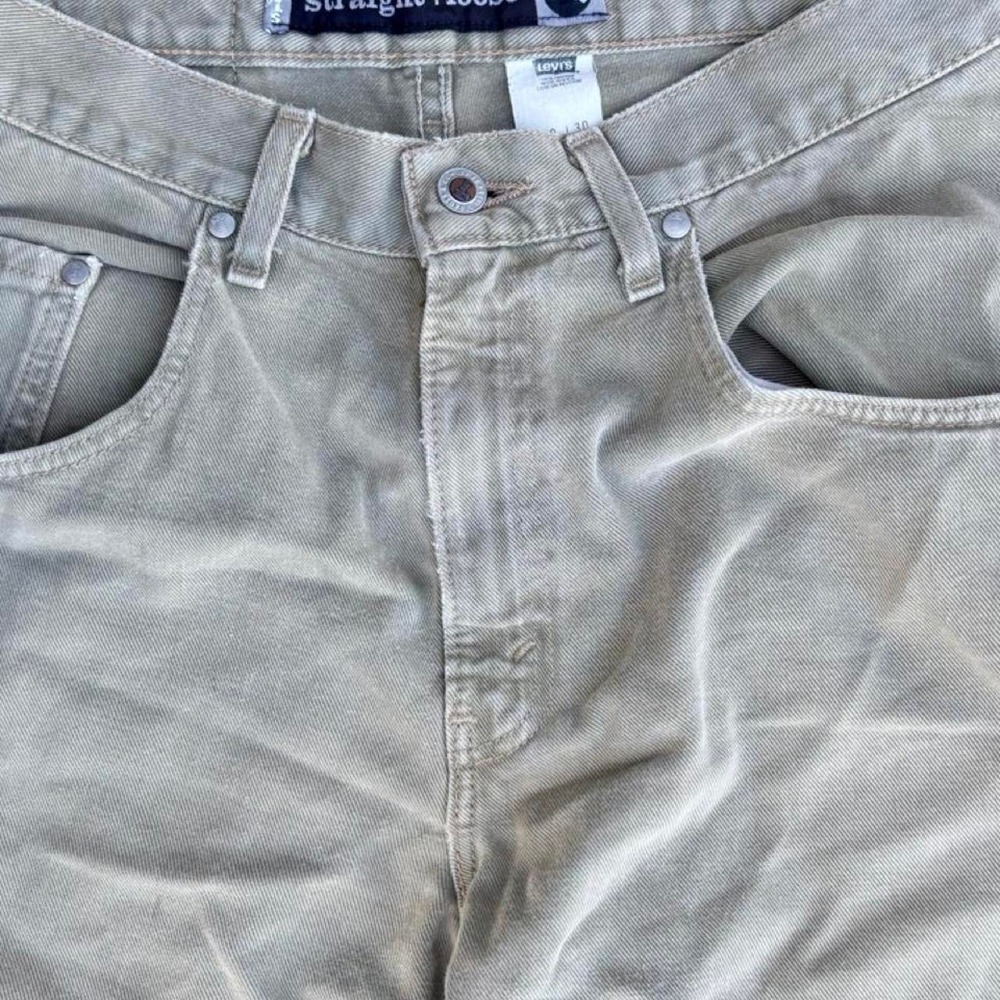 Vintage 90s Levis Silvertab Jeans Mens 30x30 Straight Loose Made in USA Khaki Ta - Picture 2 of 7